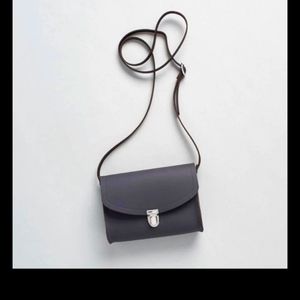 Cambridge Satchel Company pushlock crossbody leather purse gray NWT